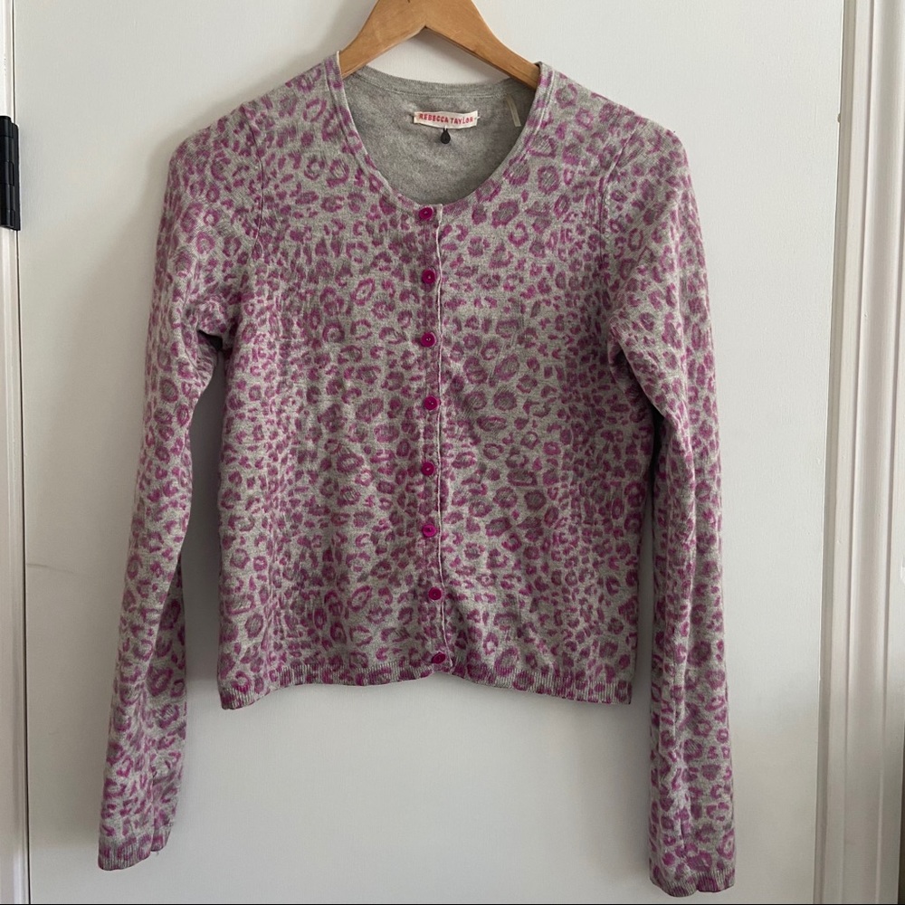 Rebecca Taylor Purple Leopard Silk Cardigan - Picture 3 of 9